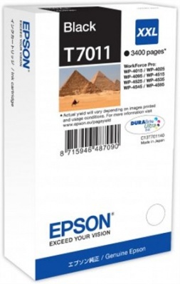 T70114010 Tintapatron Workforce Pro 4000, 4500 sorozat nyomtatókhoz, EPSON, fekete, 63,2 ml