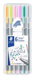 Tűfilc készlet, 0,3 mm, STAEDTLER "Triplus Pastel 334", 6 pasztell szín